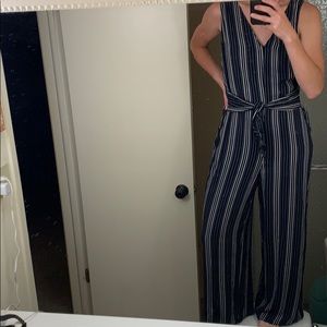 Black striped pant suit